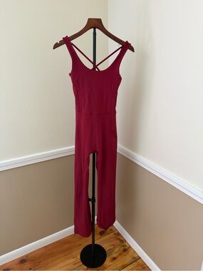 Zella Deep Red Sleeveless Cross-Back Jumpsuit
